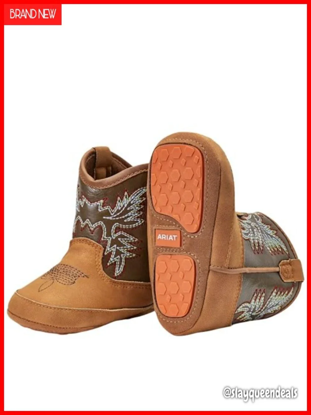 Infant Western Boots Pull-On Hook Eye Ankle Bootie Leather Fabric